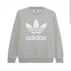 Adidas Originals crewneck long sleeve sweatshirt, gray, size xs